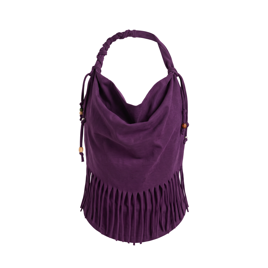 루바티 아니타 로 프린지 카울 홀터넥 나시 비즈 탑 플럼퍼플(Rubati Anita Raw Fringe Cowl Halterneck Beads Top Plum Purple)