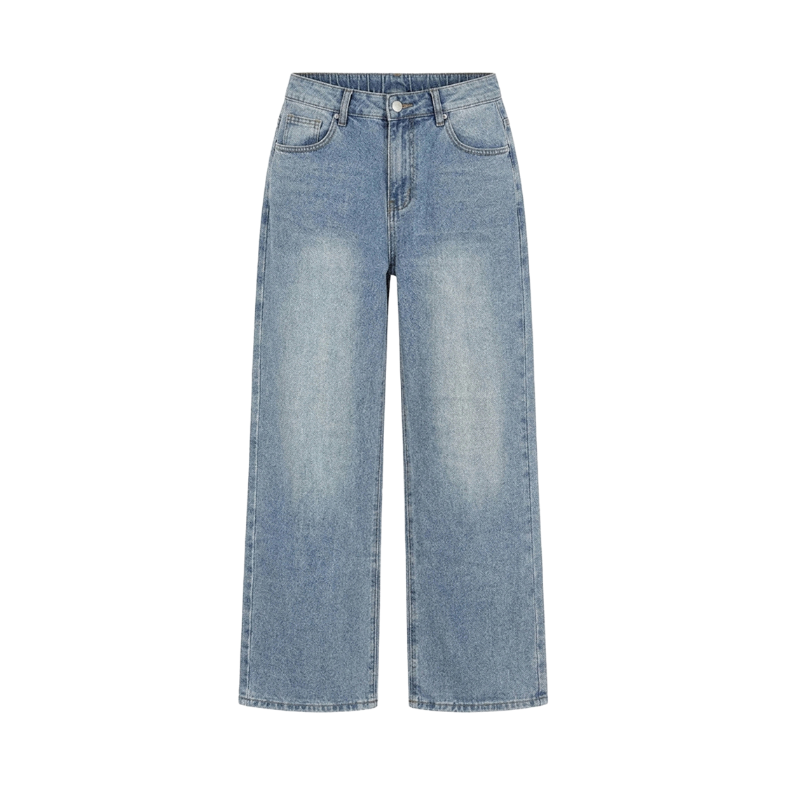 GC2406-2410-연블루 GCLIP Relaxed Fade Washed Half-Banding Wide Denim Pants Light Blue