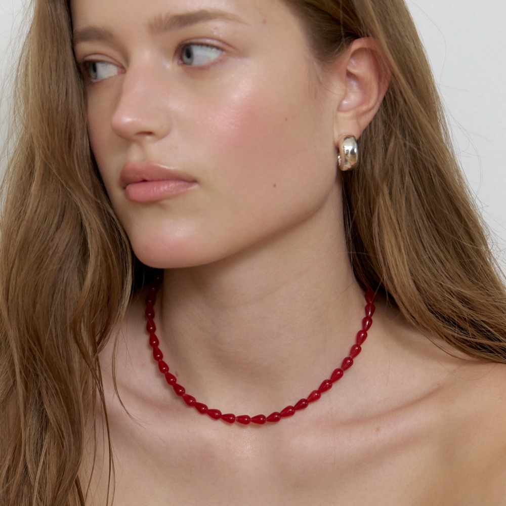 러브미몬스터 빨강 물방울 옥 목걸이 레드(lovememonster Red Drop Jade Necklace RED) - 3