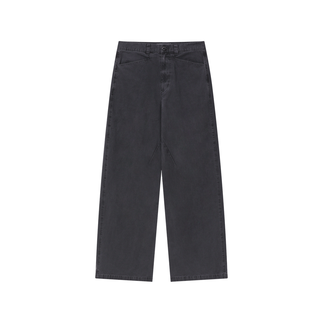 HW6LPT0211AZ Polyteru Human Index Women French Chino Pants Washed Charcoal