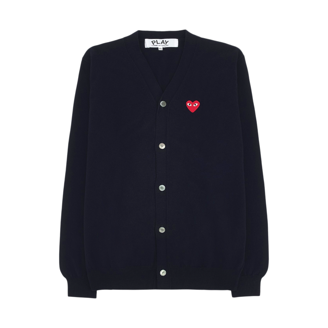 AZ-N008-051-2 Play Comme des Garcons Red Heart Knit Cardigan Navy