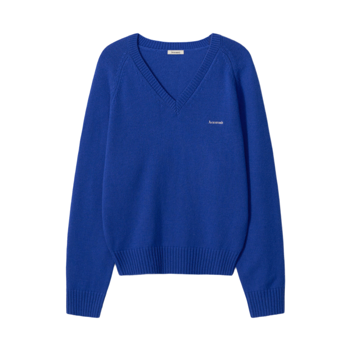 - Aviemuah New V-Neck Wool Cashmere Sweater Blue