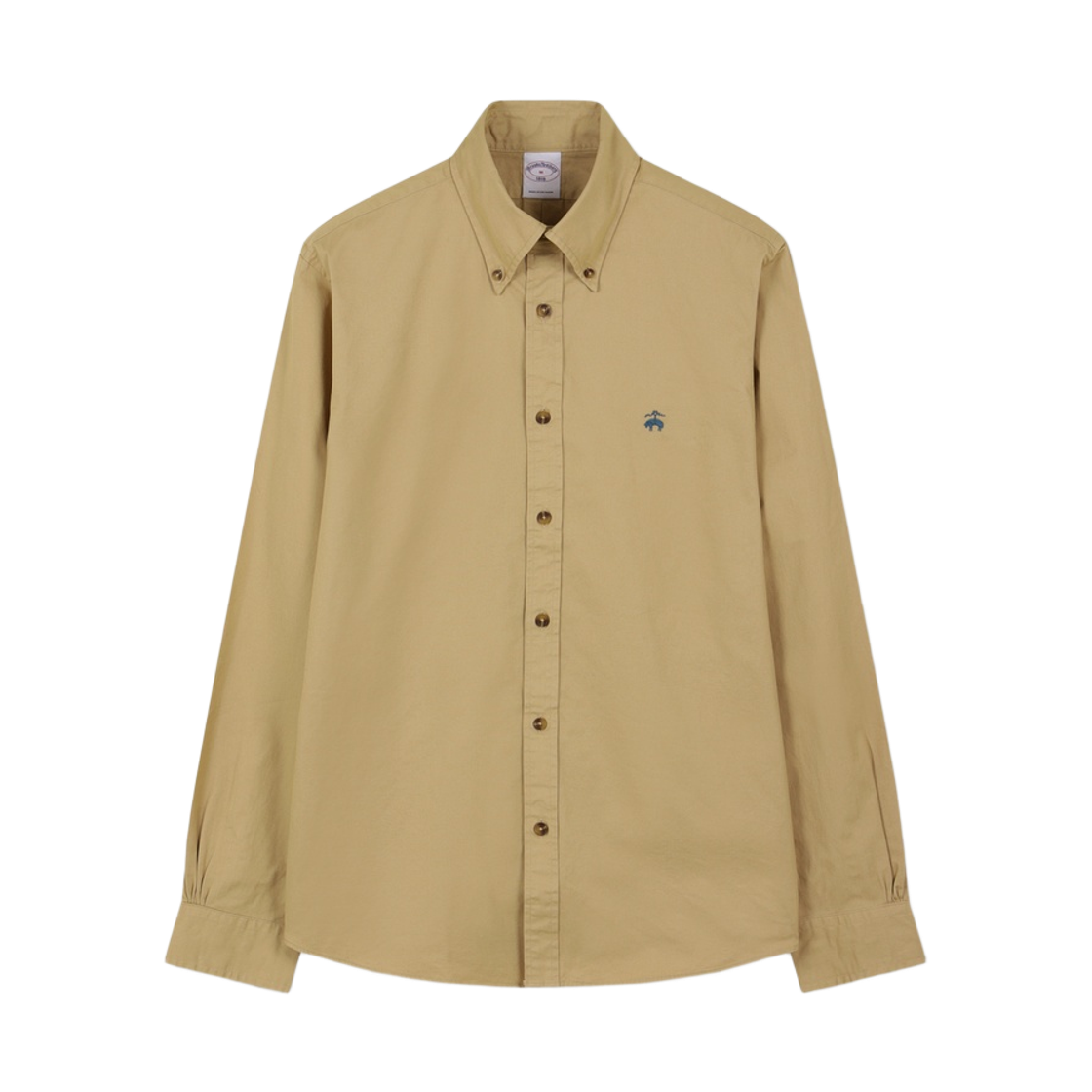 BBTHMMG302-ZBE BrooksBrothers Friday Twill Solid Logo Shirt Beige