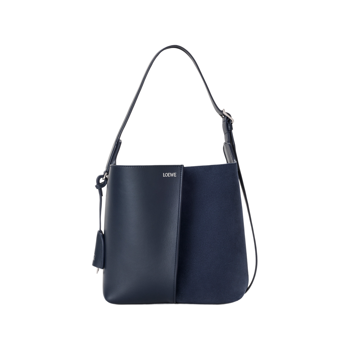 A418WRPX01-5544 Loewe Medium Bilbao Bucket Bag in Soft Calfskin and Suede Deep Navy