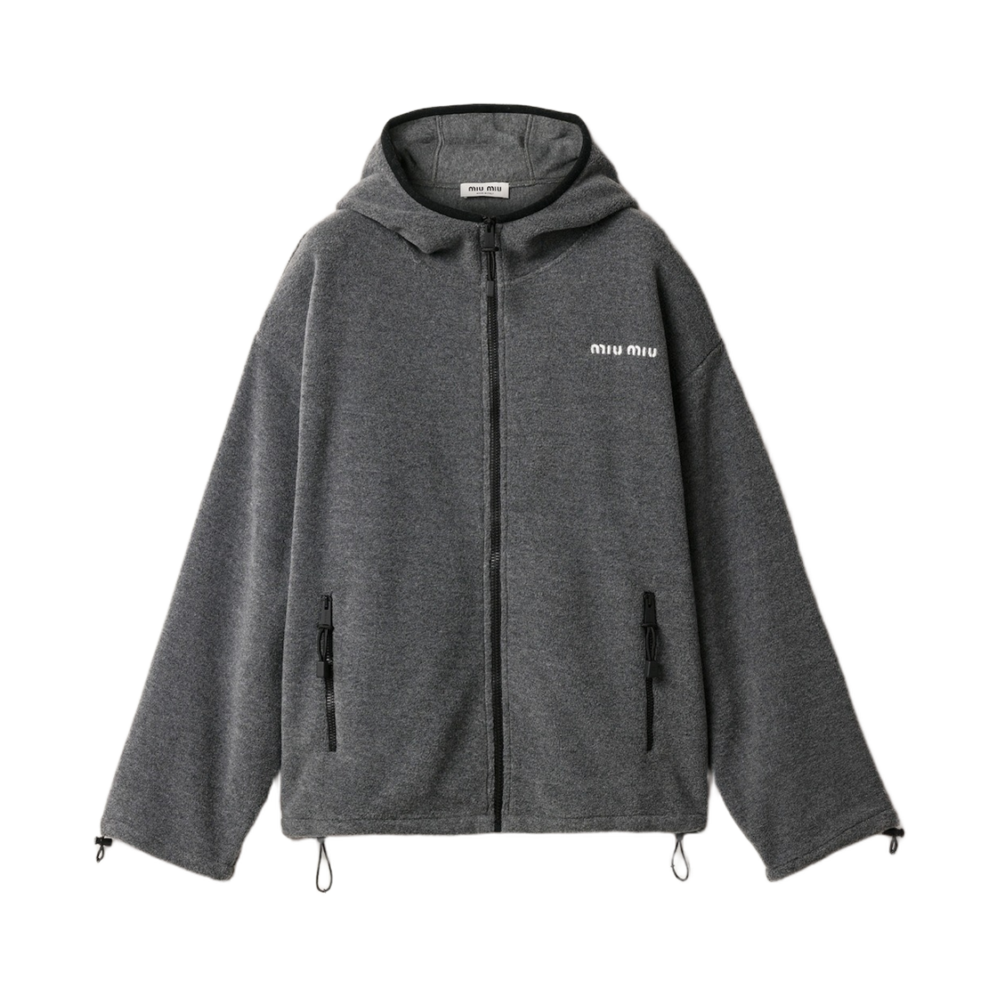 MJL053-15V3-F0031 (W) Miu Miu Fleece Zipper Hoodie Jacket Grey