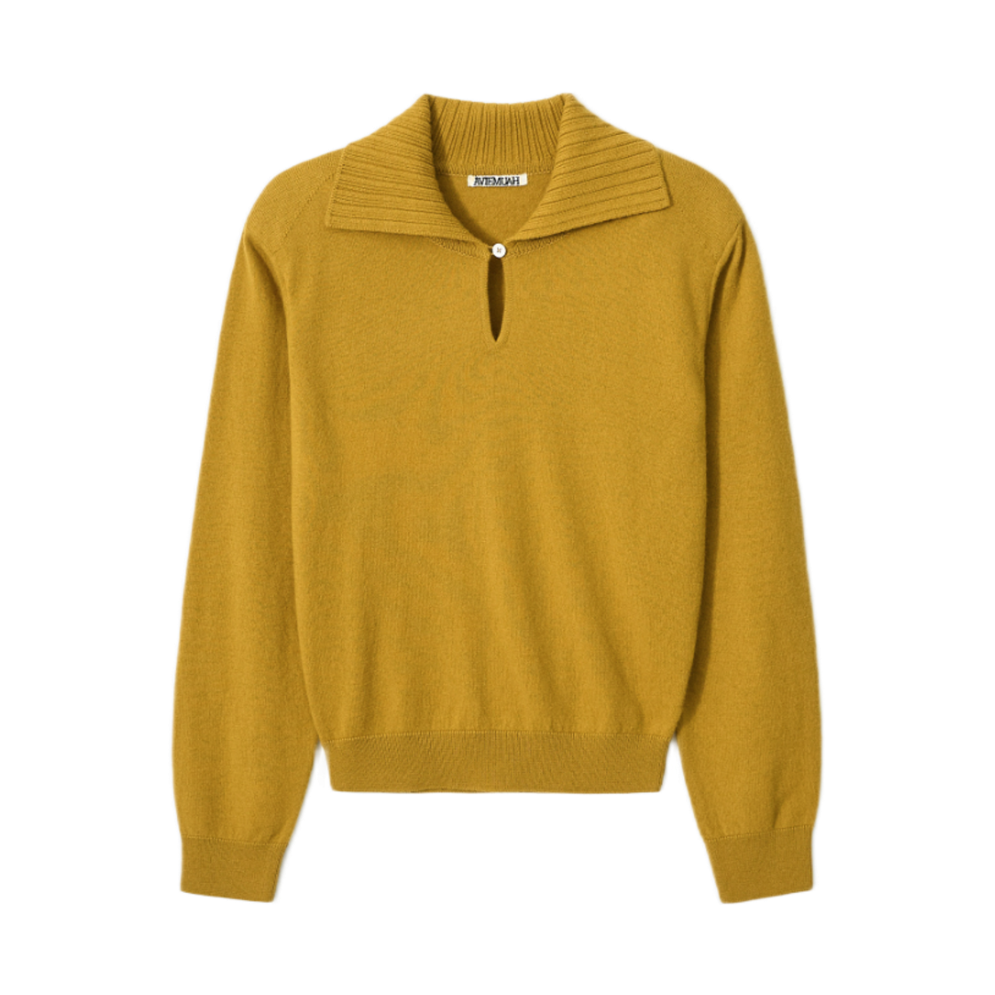 - (W) Aviemuah Button Padded Shoulder Knit Mustard