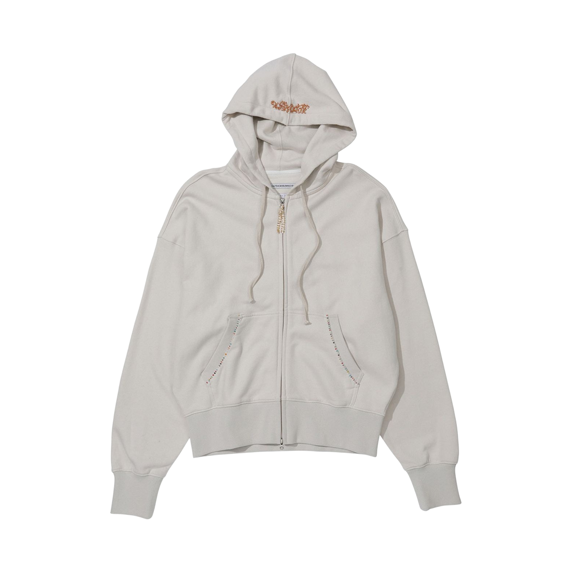 SC24A121FLWH (W) Sculptor Beaded Saint Hoodie Zip-Up Dirty White