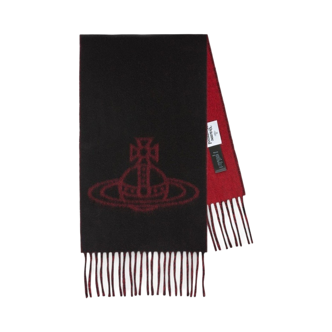 81030006-W01MK-N401 (W) Vivienne Westwood Orb Logo Double Face Wool Muffler Black
