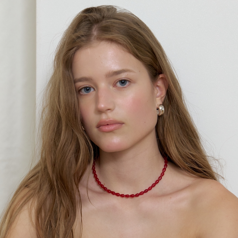 러브미몬스터 빨강 물방울 옥 목걸이 레드(lovememonster Red Drop Jade Necklace RED) - 4