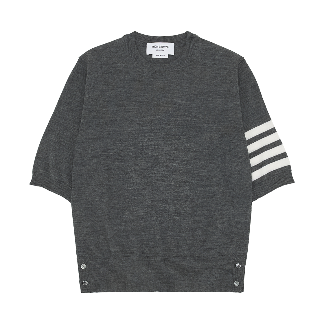 FKA471B-Y1014-035 (W) Thom Browne Fine Merino Wool 4-Bar T-Shirt Medium Grey