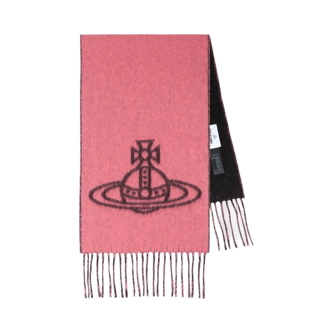 81030006-W01MK-H401 (W) Vivienne Westwood Orb Logo Double Face Wool Muffler Coral