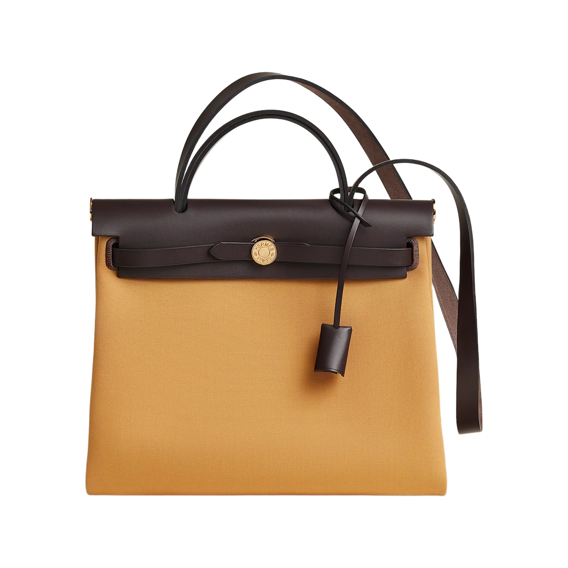 H079091CCBJ Hermes Herbag Zip 31 Bag Retourne Canvas & Gold Paille Ebene