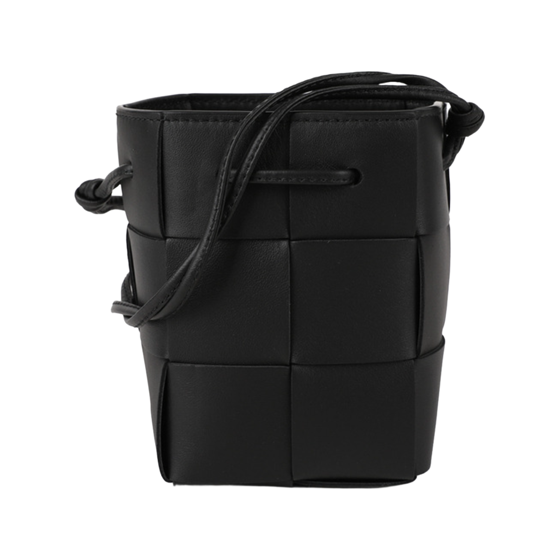 680217V3UO38425 Bottega Veneta Mini Leather Cassette Bucket Bag Black