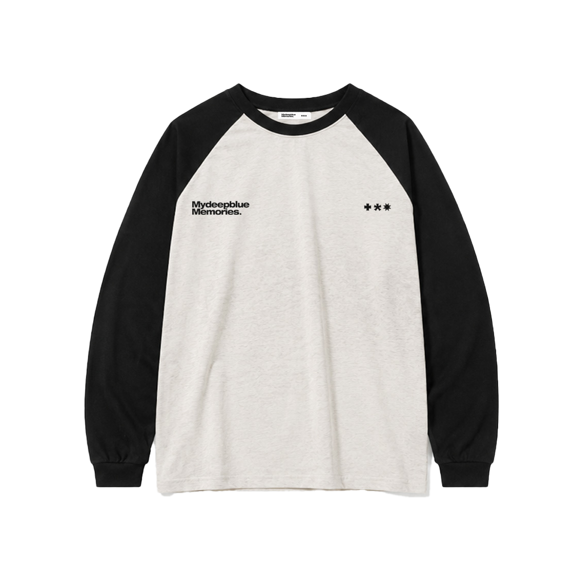 마이딥블루메모리즈 심볼 로고 래글런 티셔츠 화이트 블랙(MydeepblueMemories Mm Symbol Logo Raglan Tee White Black) - 2