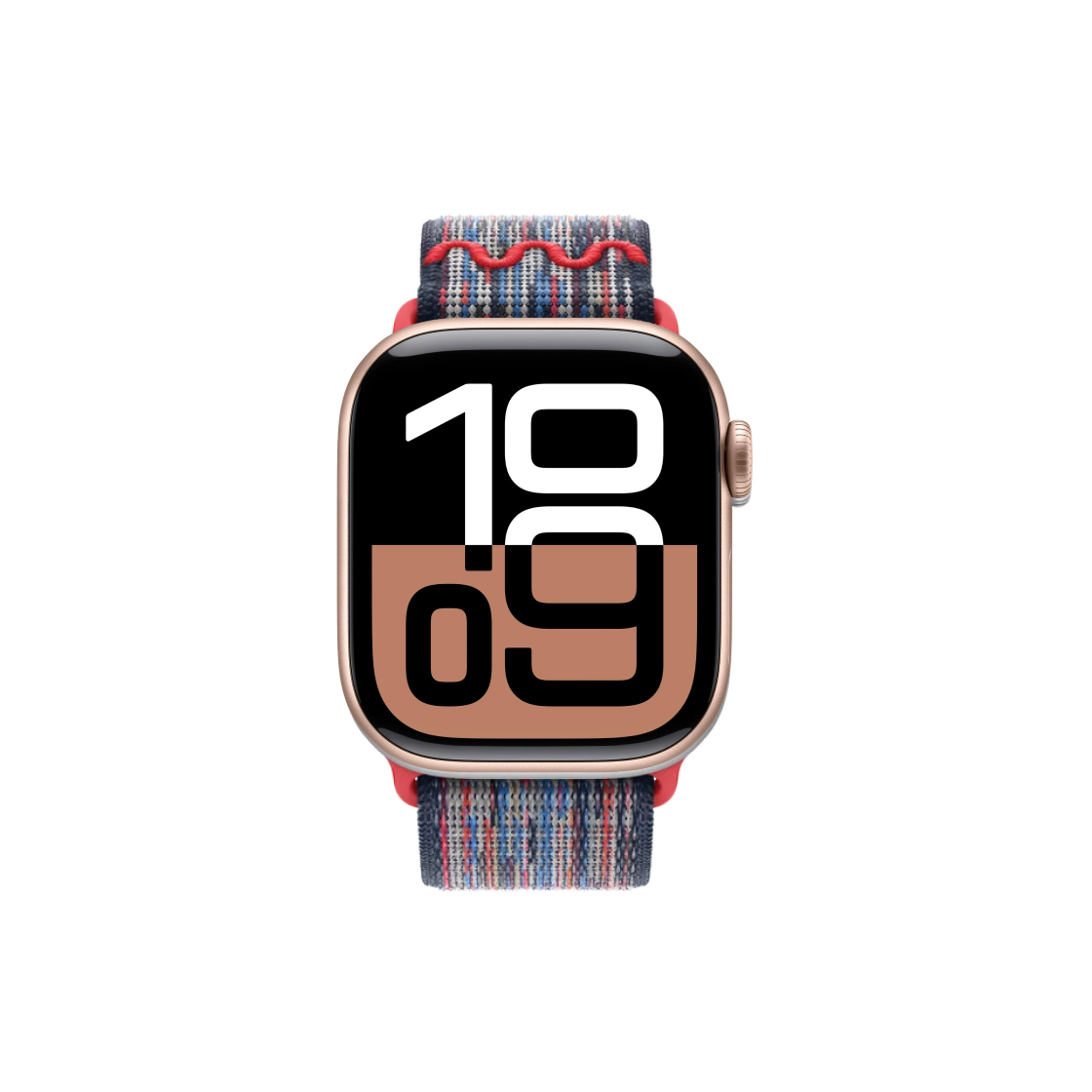 I5A3140690155 [B등급] Refurbished Apple Watch Series 10 42mm GPS Rose Gold Aluminium Case Nike Sport Loop Blue/Red
