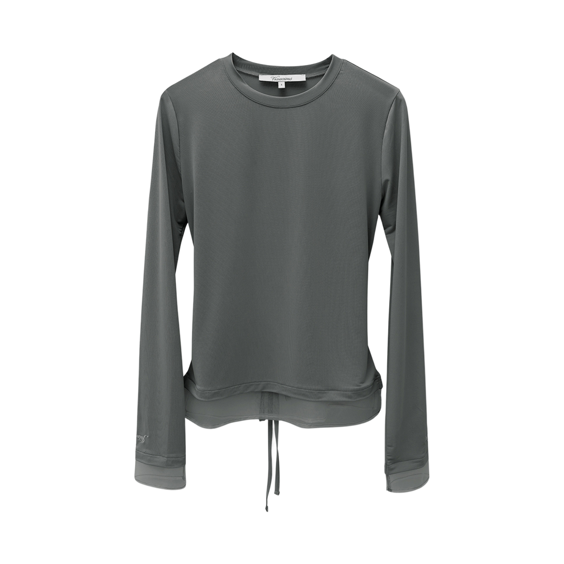 비바셔스 루 시스루 레이어드 스판 티 차콜(VIVACIOUS Lou See-through Layered Span Tee CHARCOAL)