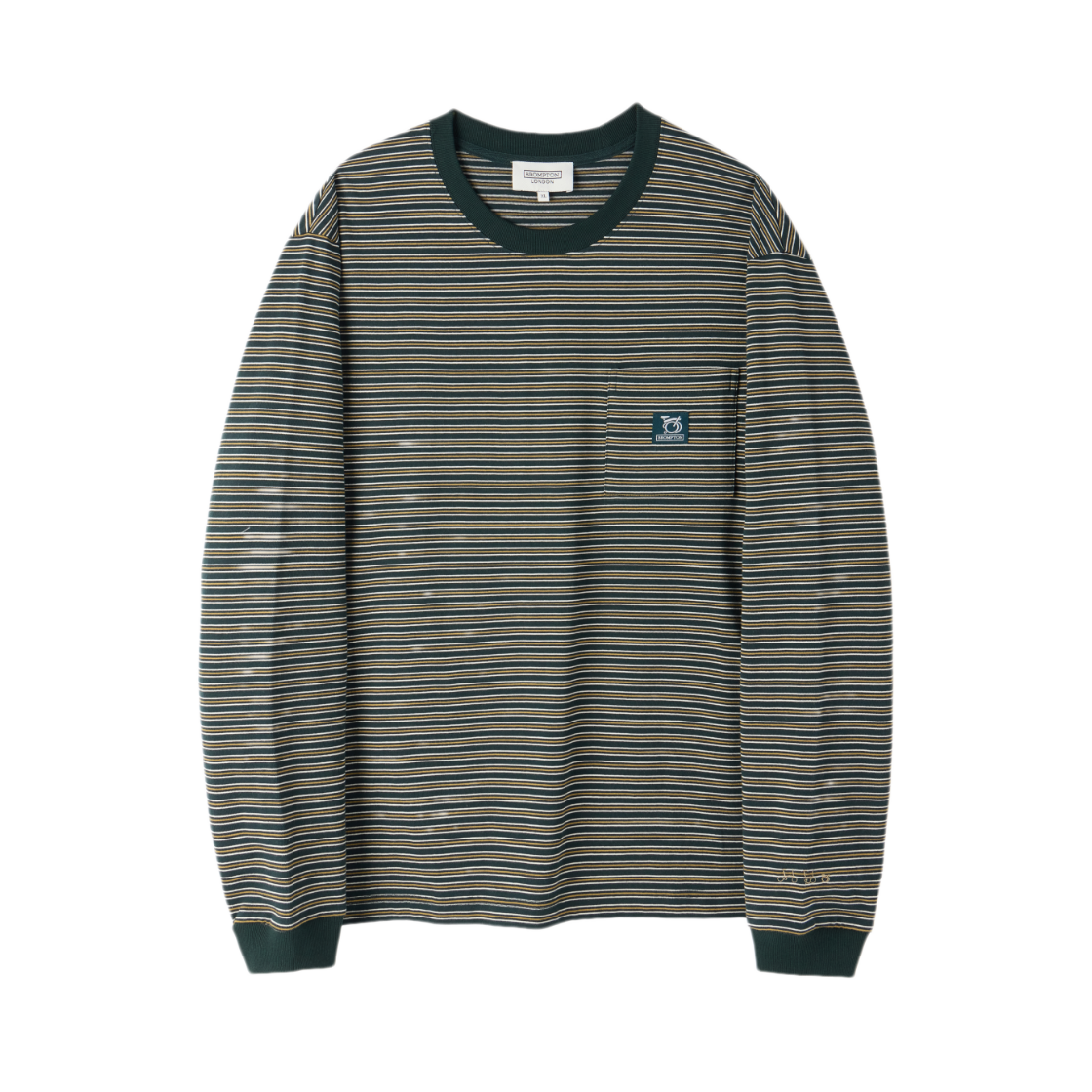P263UTS101052 BROMPTON LONDON Stripe T-Shirt D/Green