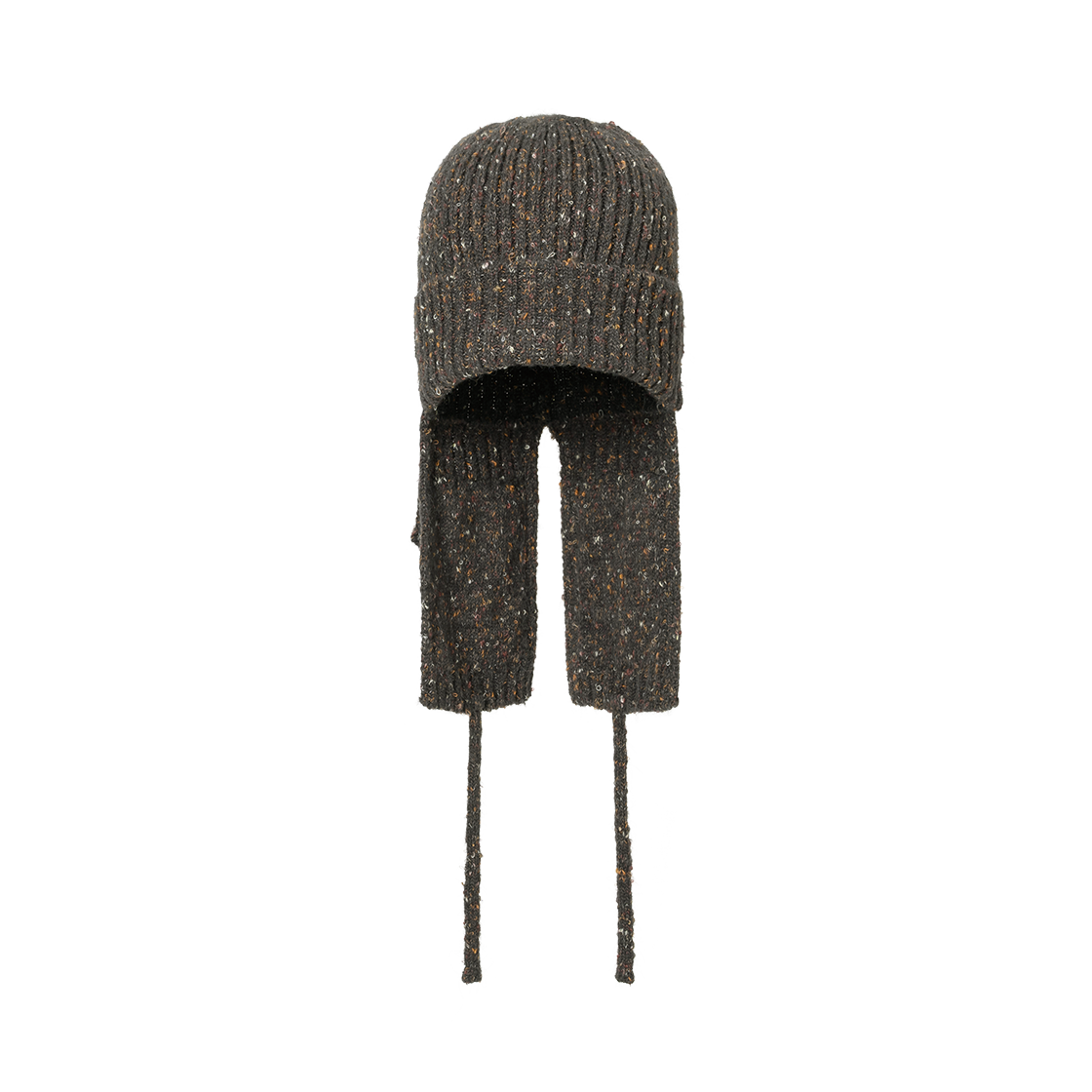 AJ264HT004CH AJOBYAJO Speckled Knit Trooper Hat Charcoal