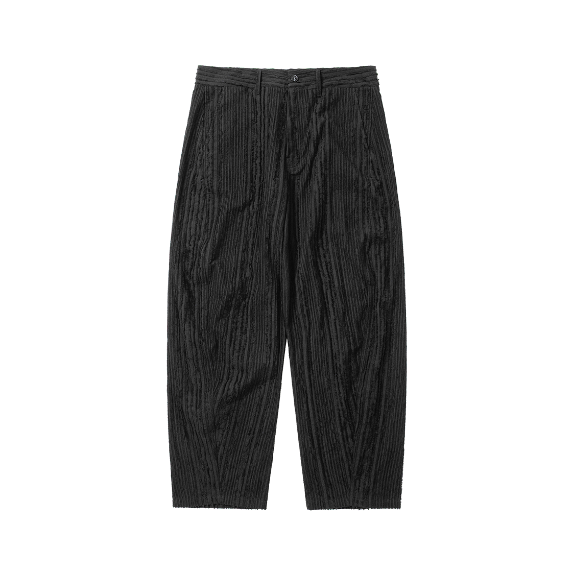 아조바이아조 프린지드 스트라이프 커브드 팬츠 블랙(AJOBYAJO Fringed Stripe Curved Pants Black) - 1