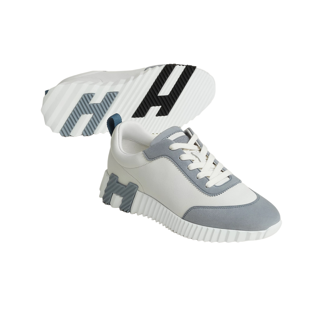 (W) 에르메스 바운싱 스니커즈 스포츠 스웨이드 고트스킨 & 블랑 블루 갈레((W) Hermes Bouncing Sneakers Sport Suede Goatskin & Blanc Bleu Galet) - 2