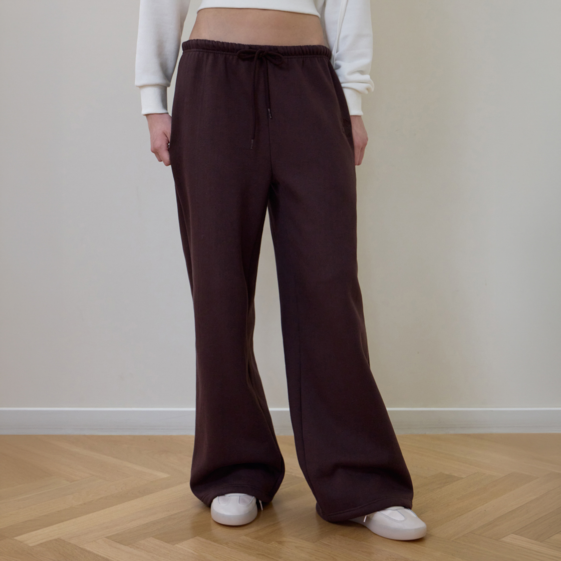 로제프란츠 로즈 자수 와이드 스웨트팬츠 [브라운](Rosefrantz Rose Embroidery Wide Sweatpants [Brown]) - 3