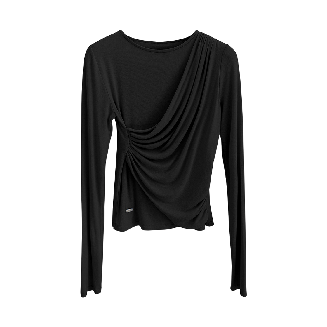 VV61TS03BK VIVACIOUS Briller Shirring Drape Tee BLACK