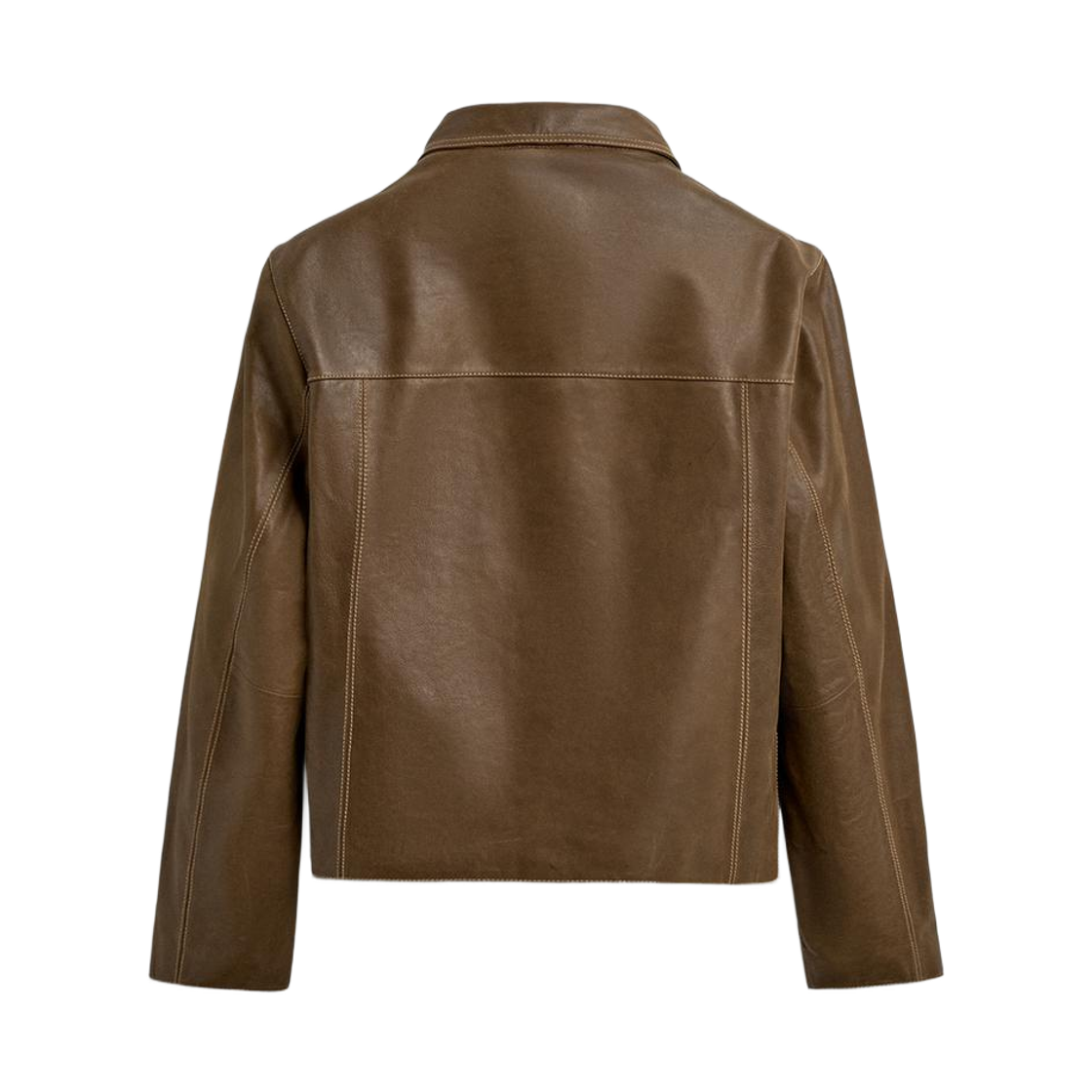 자라 탑스티치드 레더 자켓 토프(Zara Topstitched Leather Jacket Taupe) - 2