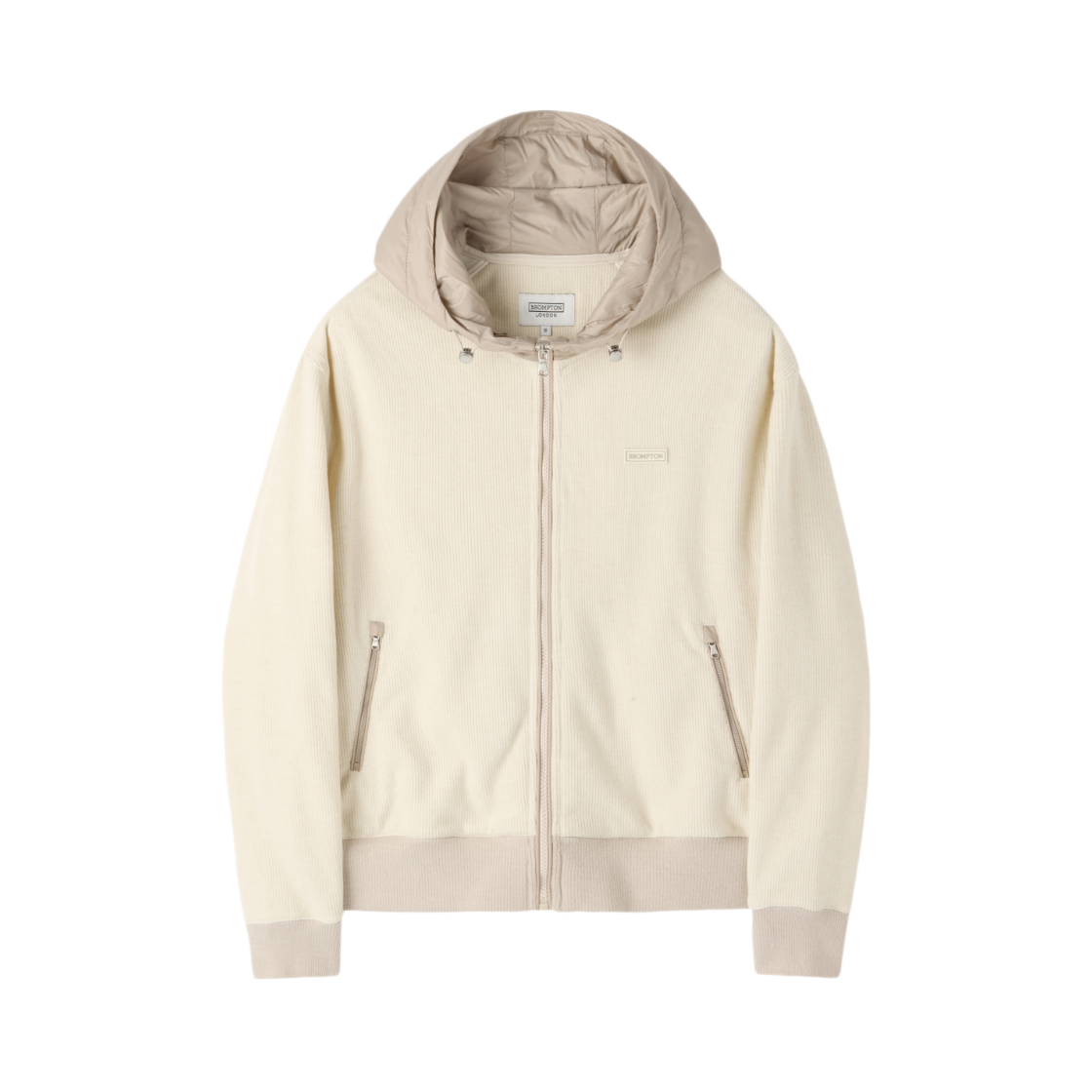 P263WFT165012 BROMPTON LONDON W Corduroy Hooded Zip-Up Ivory