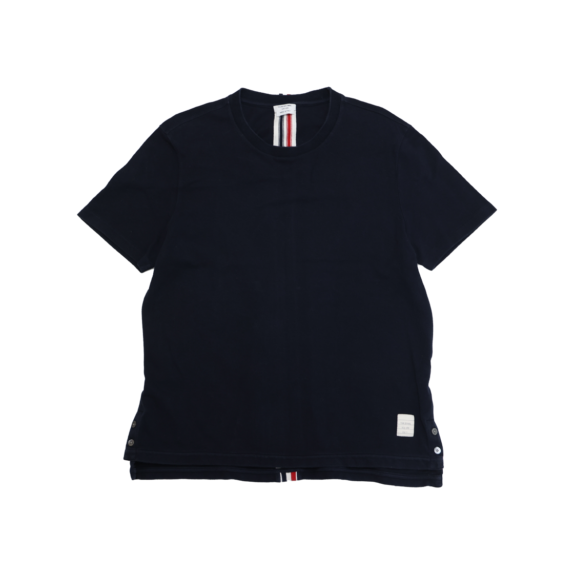 ITL33K6M7DI3 Thom Browne MJS056A Pique Center Stripe T-Shirt Navy