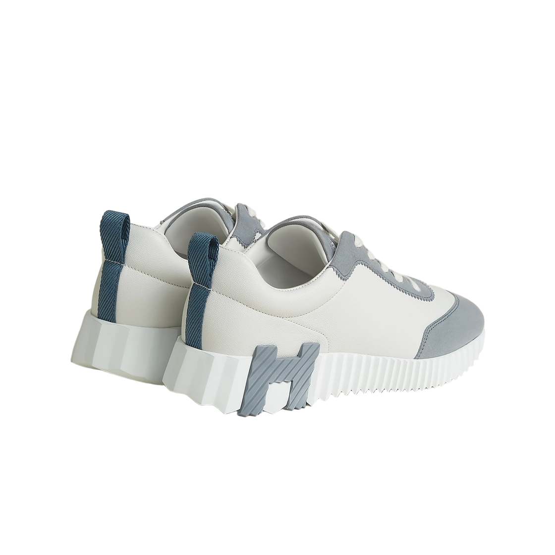 (W) 에르메스 바운싱 스니커즈 스포츠 스웨이드 고트스킨 & 블랑 블루 갈레((W) Hermes Bouncing Sneakers Sport Suede Goatskin & Blanc Bleu Galet) - 3