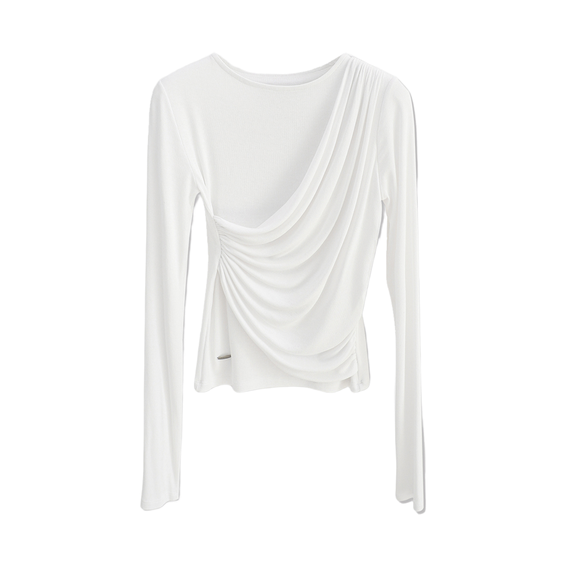 VV61TS03WH VIVACIOUS Briller Shirring Drape Tee WHITE