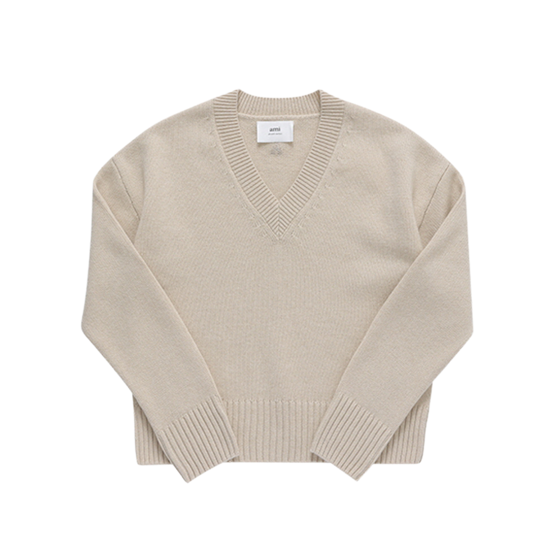 UKS234 KN0028 721 [25% 쿠폰] AMI Cropped V-Neck Sweater Cream