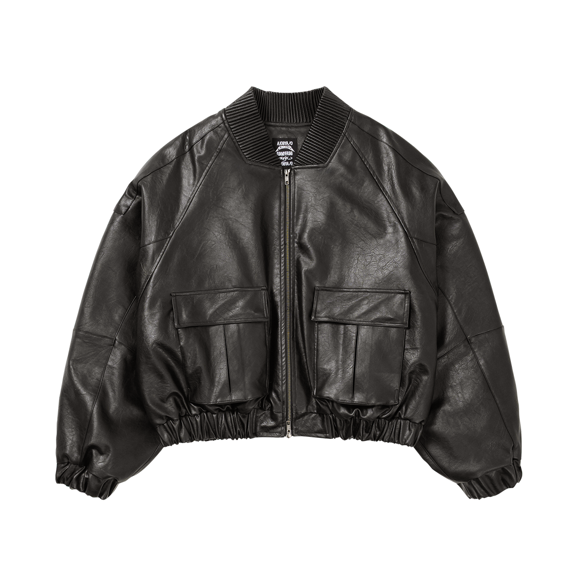 AJ264OT002DW AJOBYAJO Faux Leather Ribbed Collar Blouson Dark Brown