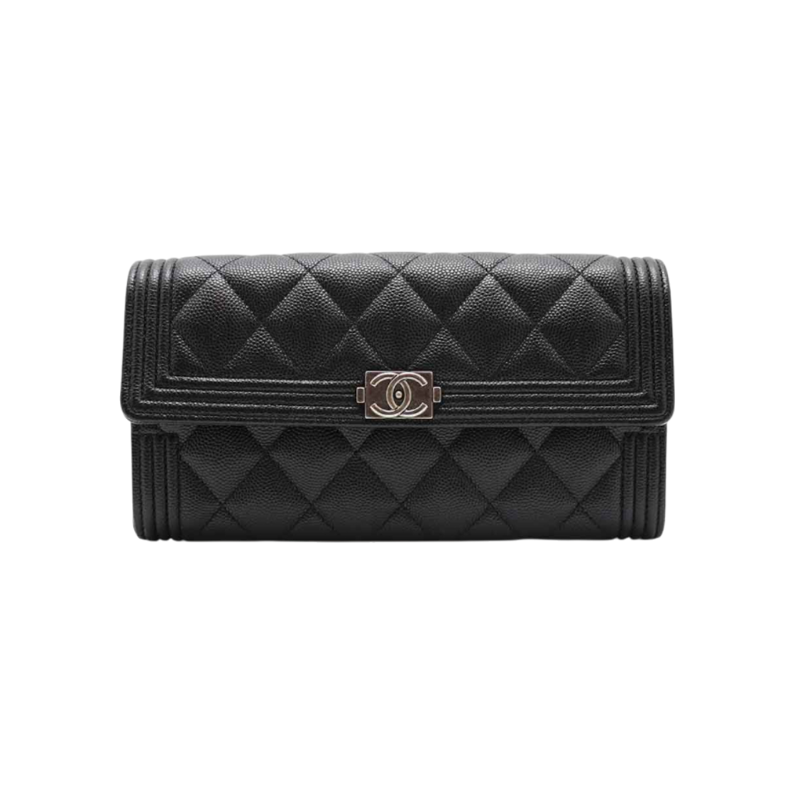 IT95WRQT92IA Chanel Boy Flap Long Wallet Caviar