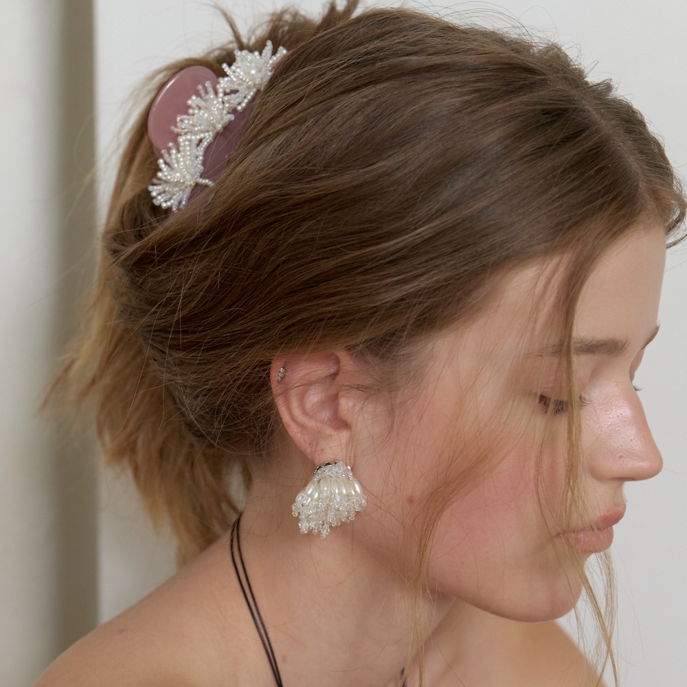 러브미몬스터 샤이닝 비즈 헤어 집게핀 더스티핑크(lovememonster Shining Beads Hair Clip DUSTY PINK) - 2