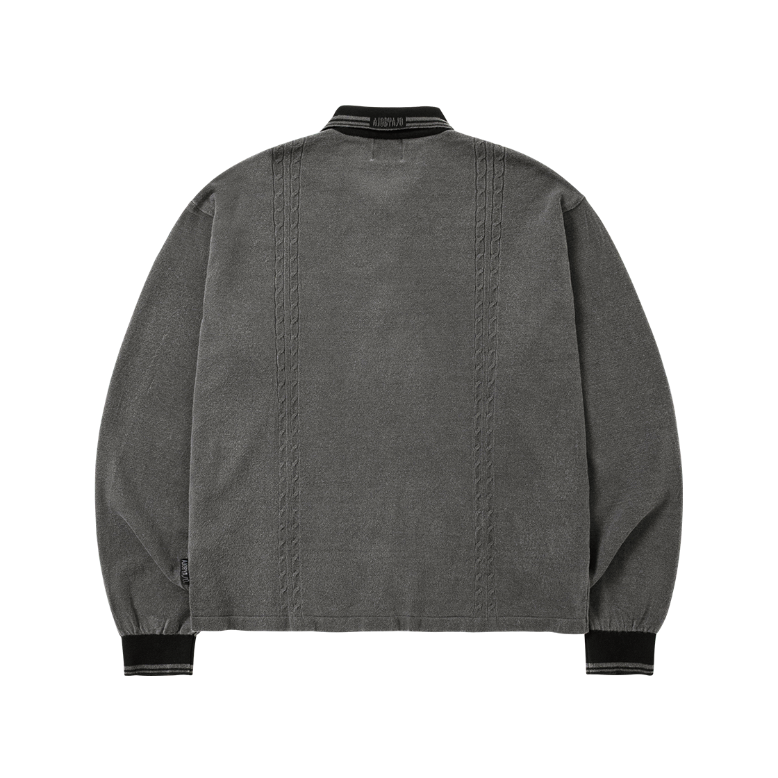 아조바이아조 리워크 워시드 케이블 스티치 칼라 집업 차콜(AJOBYAJO RWK Washed Cable Stitch Collar Zip-Up Charcoal) - 2