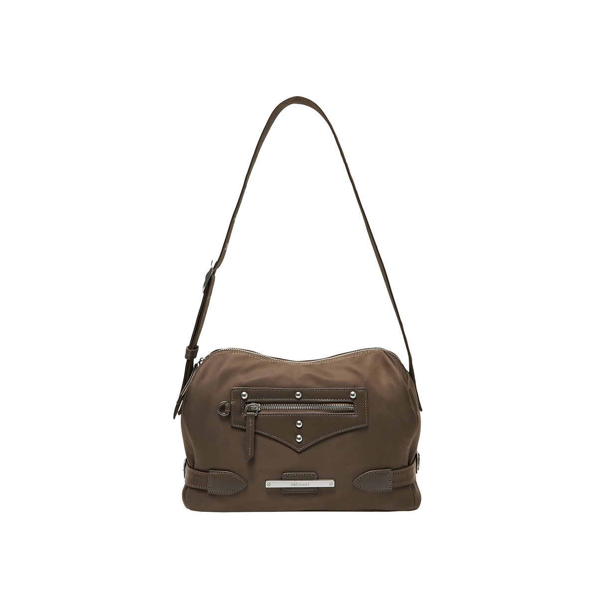 레이몬트 사이드 벨트 스터드 브릭 백 브라운(Raiment Side Belt Stud Brick Bag_Brown)