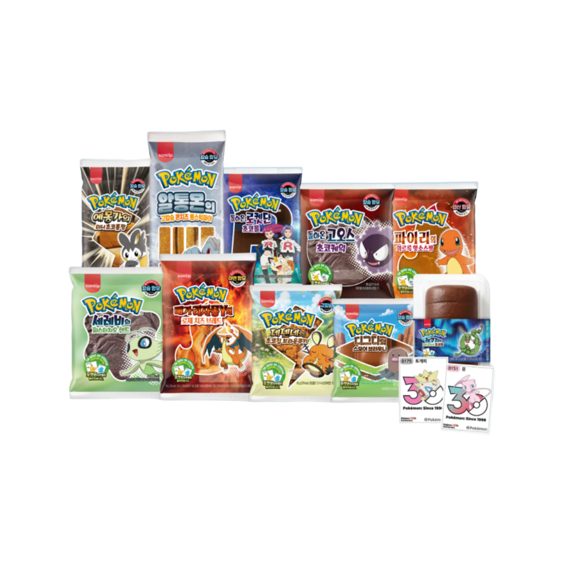 - Samlip 30th Anniversary Logo 1,013 Types Collectible Stickers, Pokémon Bread 11 Types, 12 Packs