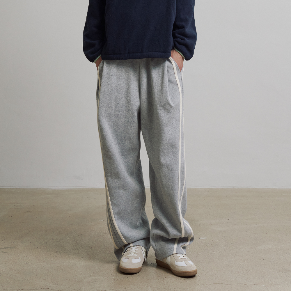 니티드 커브드 라인 트레이닝 팬츠 멜란지 그레이(Knitted Curved Line Training Pants Melange Grey) - 3