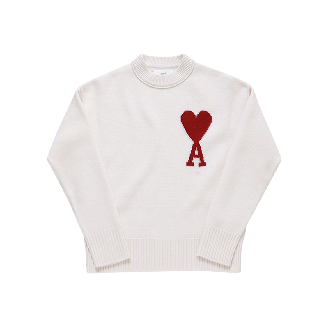 BFUKS006 018 154 [25% 쿠폰] AMI De Coeur Felted Merino Wool Sweater Off White Red