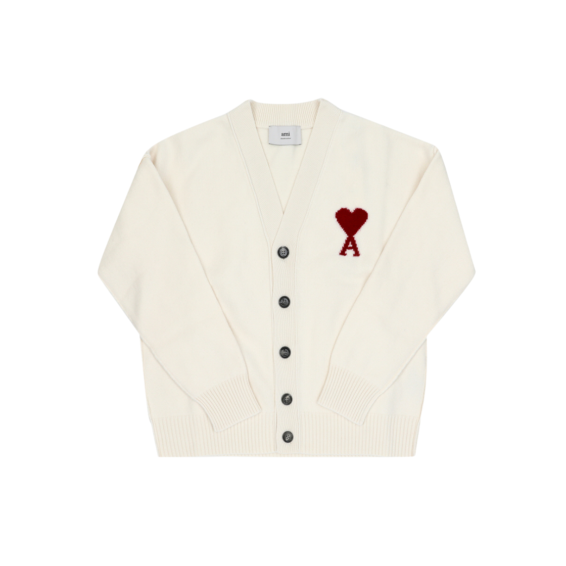 UKC367 018 154 [25% 쿠폰] AMI de Coeur Felted Merino Wool Cardigan Ivory Red