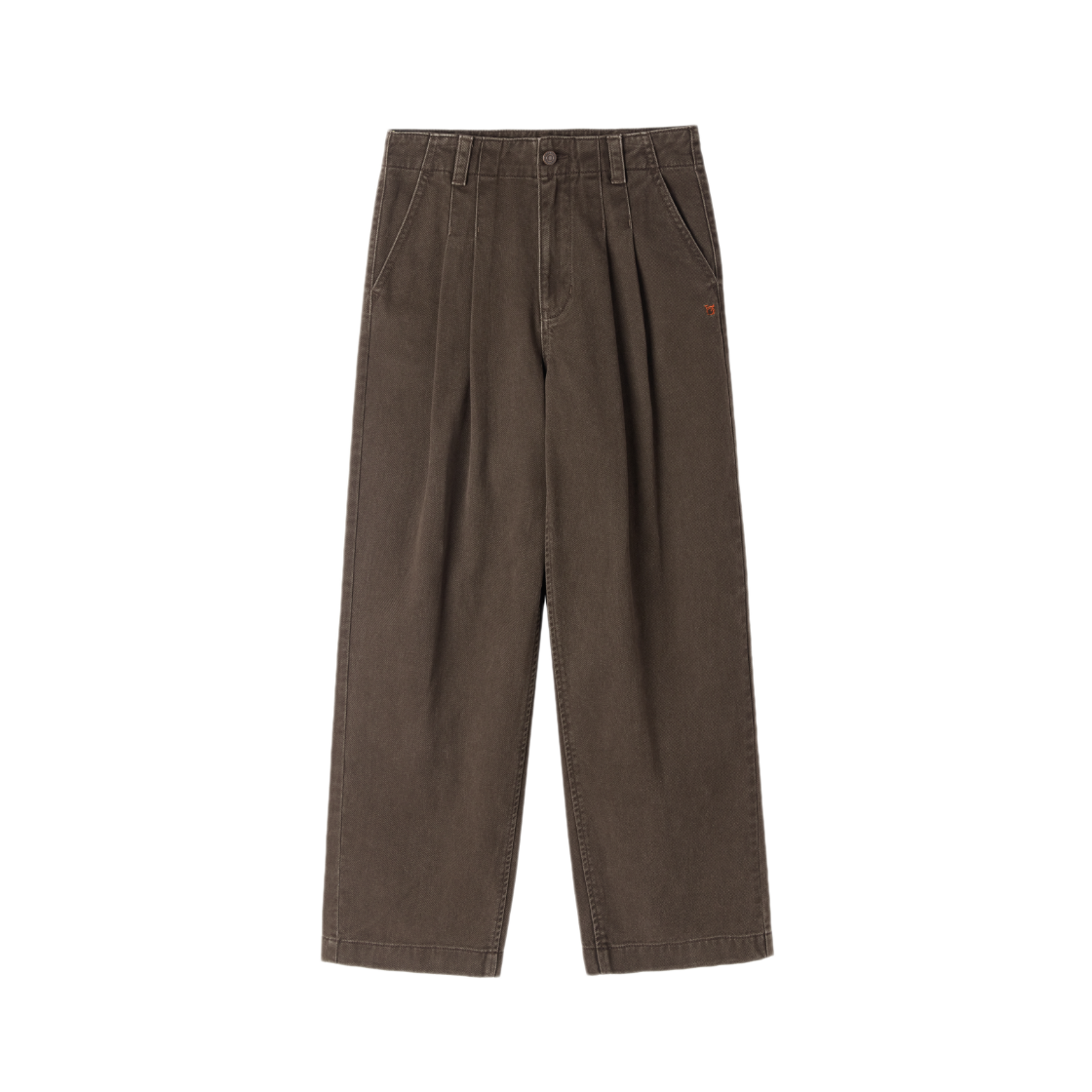 P263WDP461080 BROMPTON LONDON W Two Tuck Denim Trousers Brown
