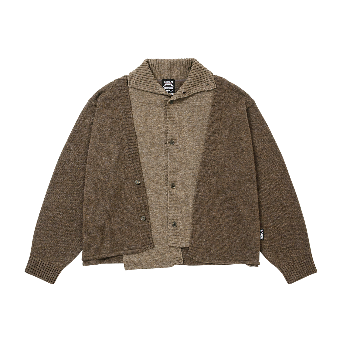 아조바이아조 더블 레이어드 터틀넥 가디건 브라운(AJOBYAJO Double Layered Turtleneck Cardigan Brown) - 1