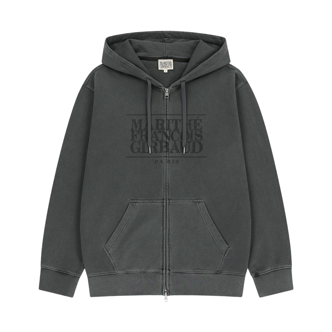 MFG46SHZ211-CRC Marithe Francois Girbaud Classic Logo Dyeing Hoodie Zip Up Charcoal
