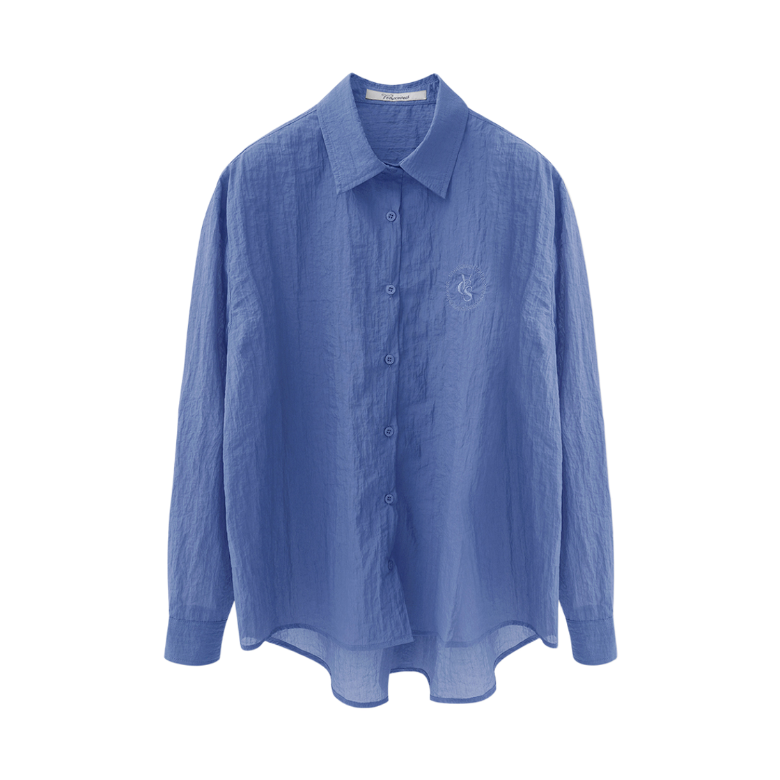 VV61SH02BL VIVACIOUS Uni Solid See-Through Shirt BLUE