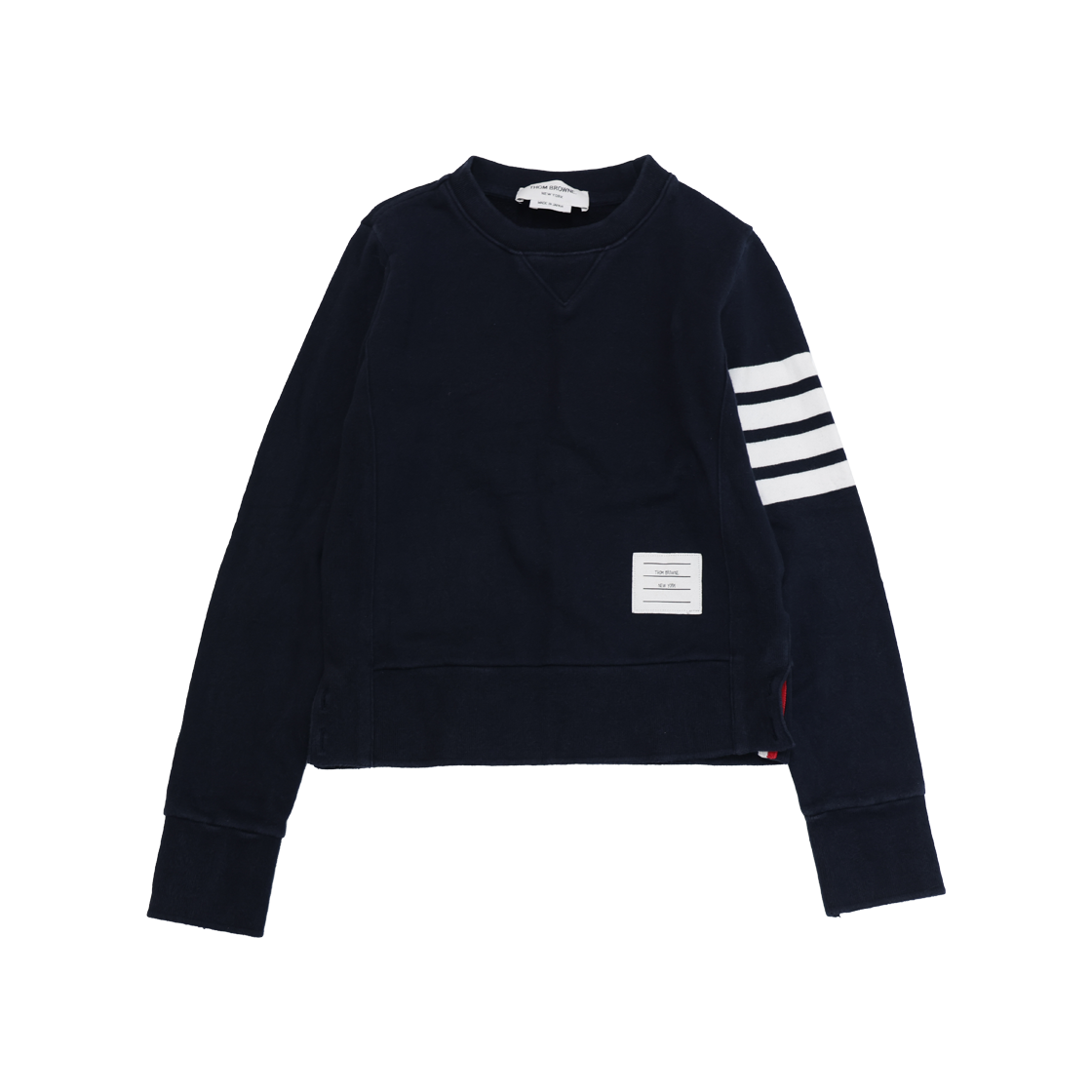 ITL4HF22GVEF Thom Browne Loopback Jersey Knit Engineered Stripe Crewneck Navy