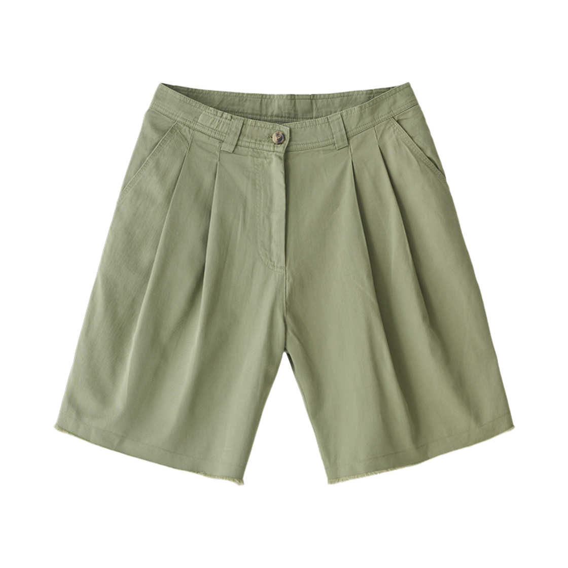 twdkr128 Tuewid 006 Pleated Bermuda Pants In Washed Sage