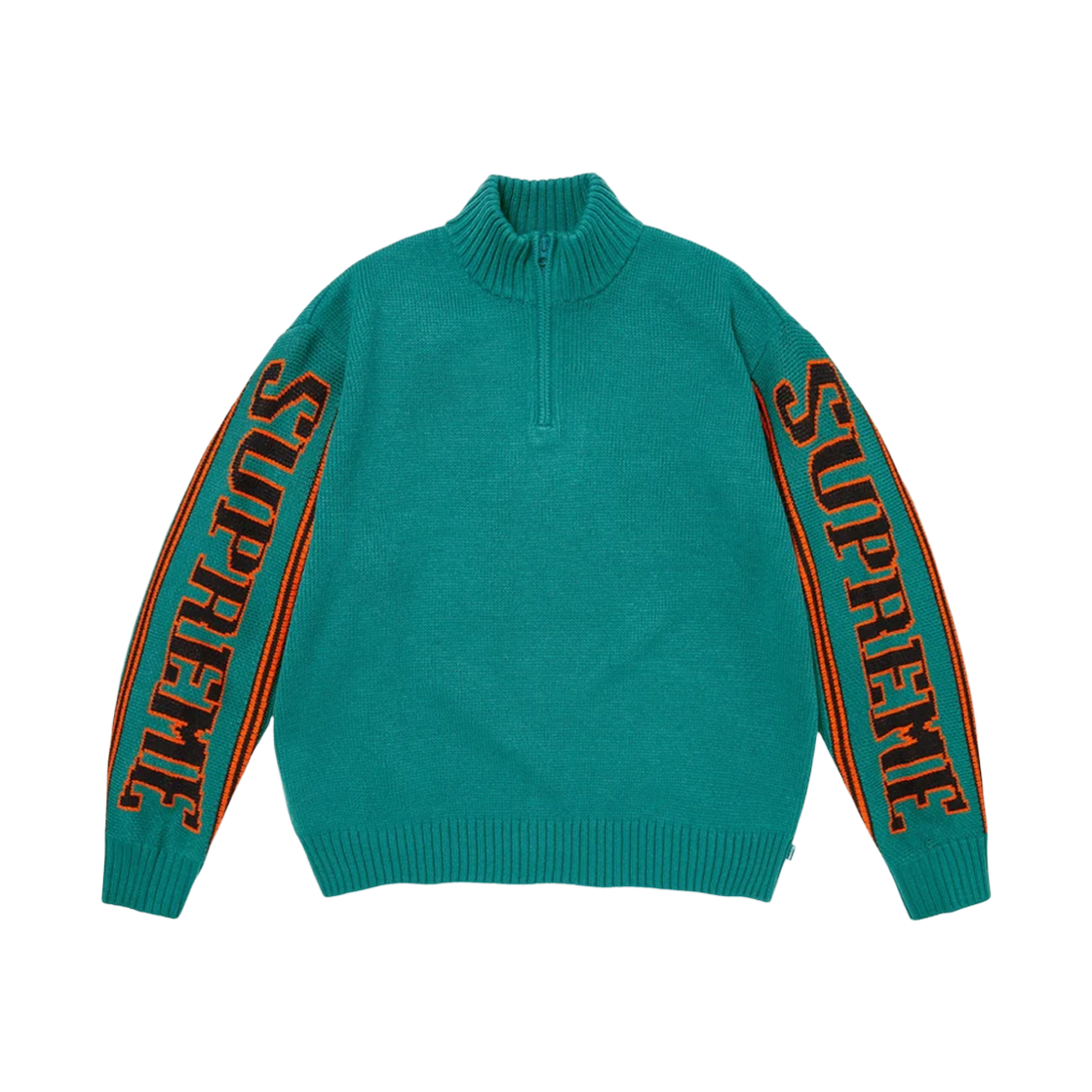 - Supreme Jacquard Sleeve Half Zip Sweater Teal - 26FW