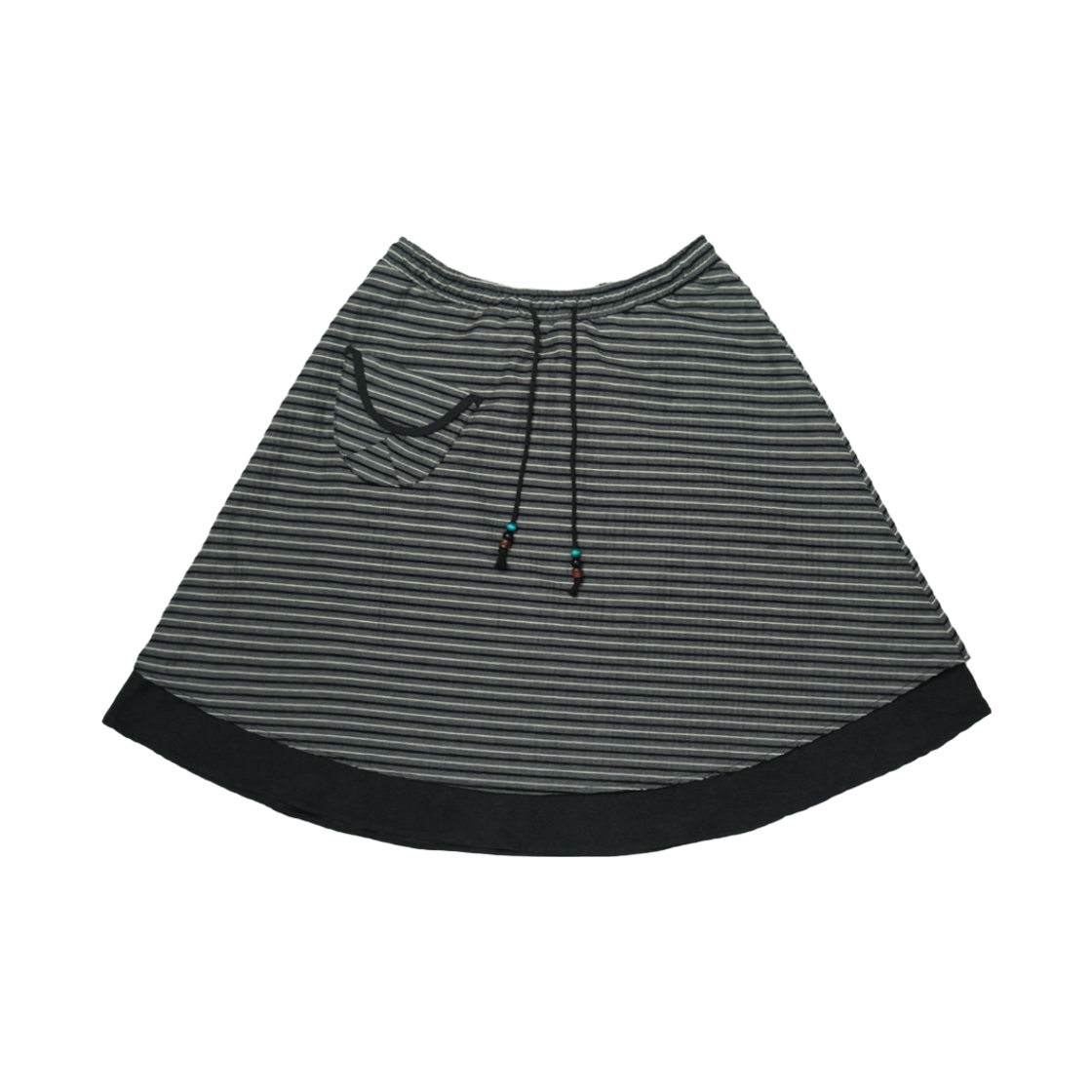 후로킹 스트라이프 레이어드 미디 스커트 차콜(Flocked Stripe Layered Midi Skirt Charcoal)
