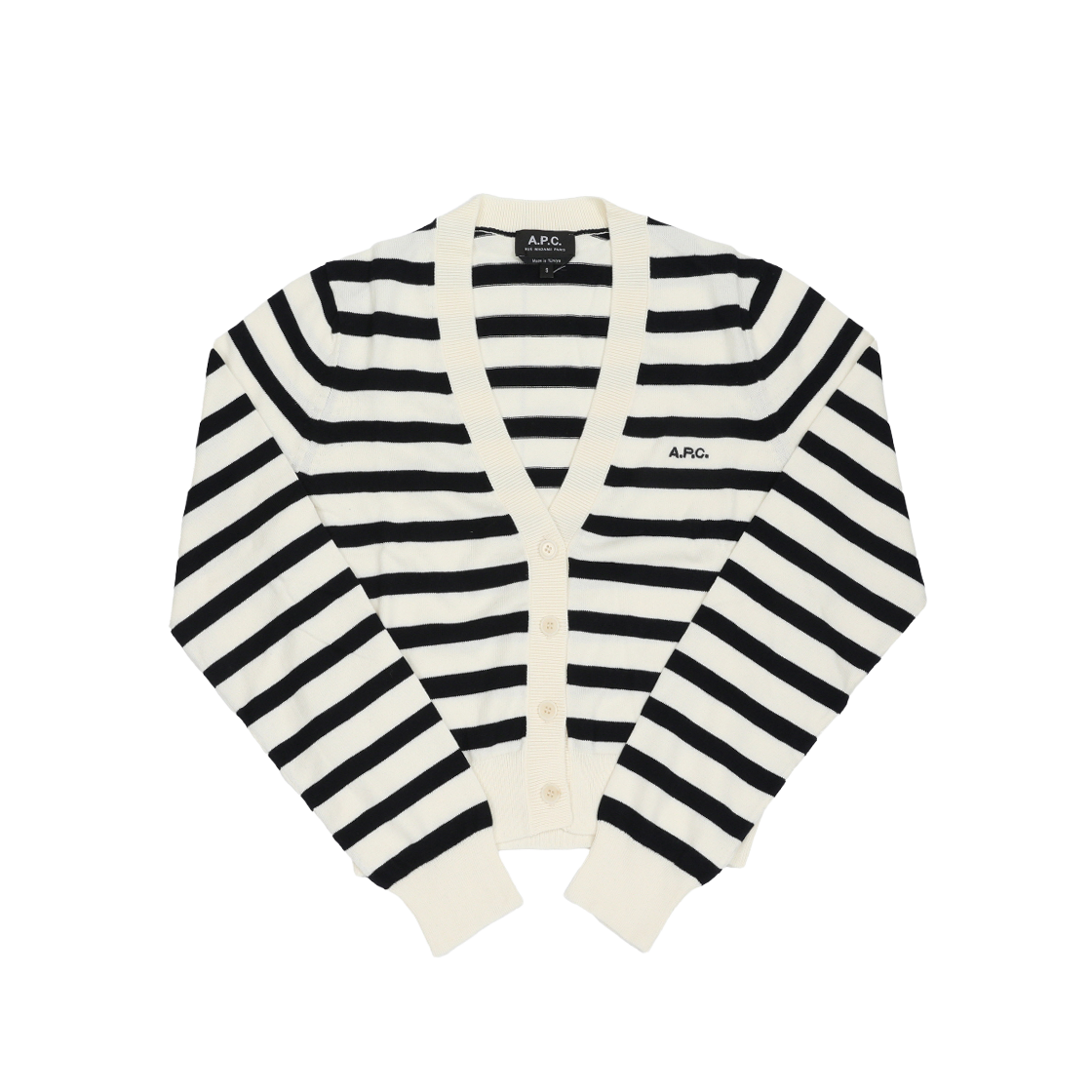 COGDK F22312 TAI OFF-WHITE/DARK NAVY [25% 쿠폰] (W) A.P.C. Gaelle Cardigan Off White Dark Navy Blue